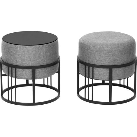 Set di 2 pouf impilabili design moderno e senza tempo multifunzionali rotondi grigio chiaro 030009694