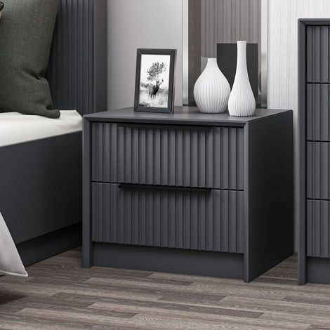Nachttisch Kale Luxury Anthrazit Melamin 45x53x45 cm