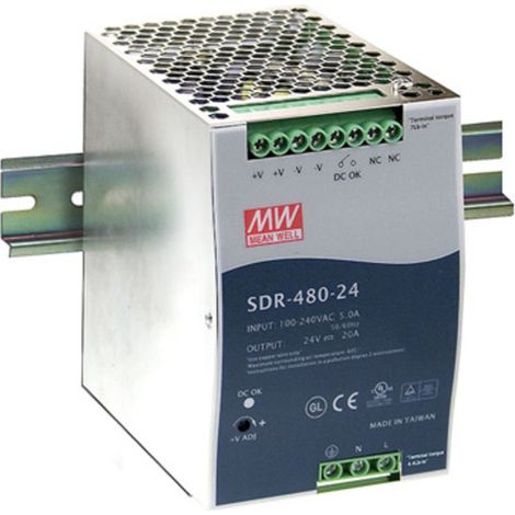 Mean Well SDR-480-24 Hutschienen-Netzteil (DIN-Rail) 24 V/DC 20 A 480 W Anzahl Ausgänge:1 x Inhalt