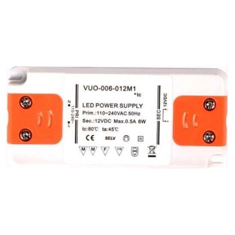 [JAMAIS UTILISÉ]Transformateur d'alimentation LED - 6 W, 12 V CC, 0,25 A - Tension constante pour bandes LED et ampoules LED G4, MR11 et MR16 (1/3)