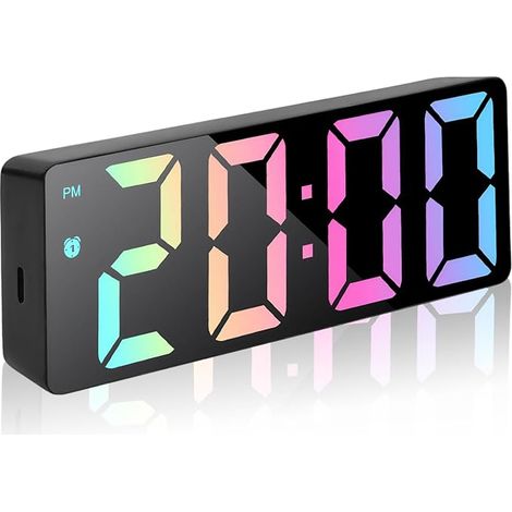 Reloj despertador digital LED, reloj de mesita de noche, despertador con alimentación USB, con 3 modos de repetición de alarma, pantalla digital matutina con hora, fecha, temperatura, función de repet (1/5)