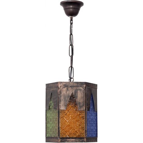 FAB 125691002 Meknes Handmade Anhänger 1xe27 Braun / Farben Regx16,5d Hexagonal (1/2)