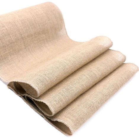 Camino de mesa de arpillera de 30 cm x 10 m, camino de mesa de yute con bordes cosidos para decoración de bodas, festivales y fiestas. (1/3)