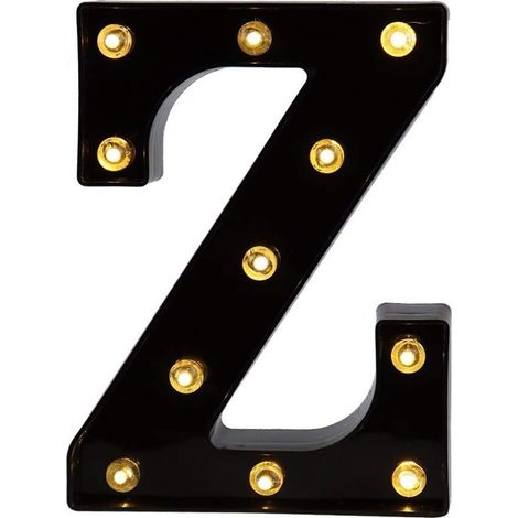 Dekorative LED-Buchstaben, 26 englische Alphabet-Buchstaben, kreatives LED-Licht, schwarze Kunststoff-Buchstaben für Zuhause, Party, Bar, Hochzeit, Geburtstag, Valentinstag, Festival (Z) (1/5)