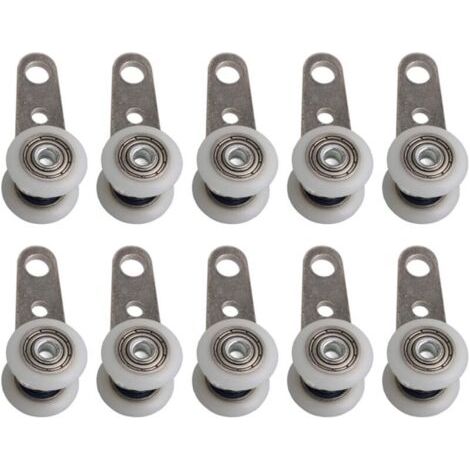 QORVA-Lot de 10 roulettes pour baies vitrées ou portes coulissantes – métal et plastique – 4,5 x 1,9 cm