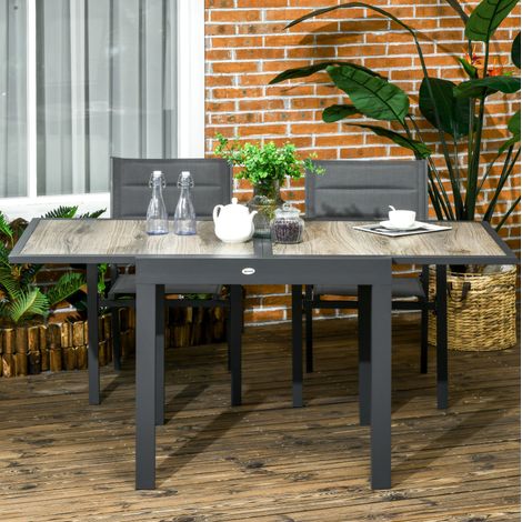 Tavolo da giardino allungabile in alluminio effetto legno beige 160 x 80 x 75 cm (1/5)