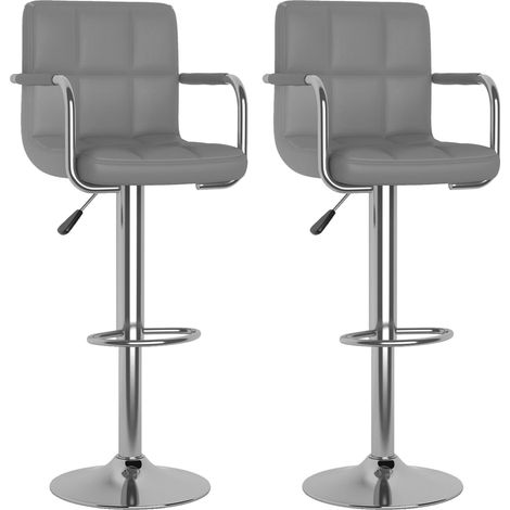 vidaXL Bar Stools 2 pcs Grey Faux Leather