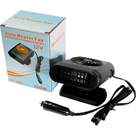 Car heater, 12V, with 360-degree rotating defrosting and heating fan, suitable for cars, black. (1/4)