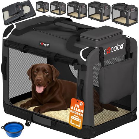 Cadoca Transportadora Para Mascotas S / M / L / XL / XXL / XXXL Transportín Plegable Perros Gatos Bolsa de Transporte Animales 2 Bolsillos Exteriores Incl. Alfombrilla Lavable XXL - Anthracite (en)