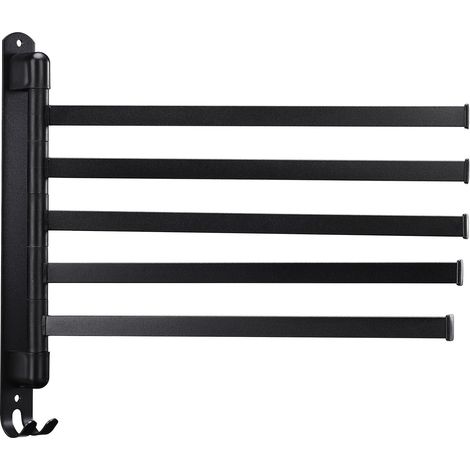 Perchero Toallero Giratorio Acero Inoxidable 304 Negro 5 Brazos Pared Baño Cocina (1/5)