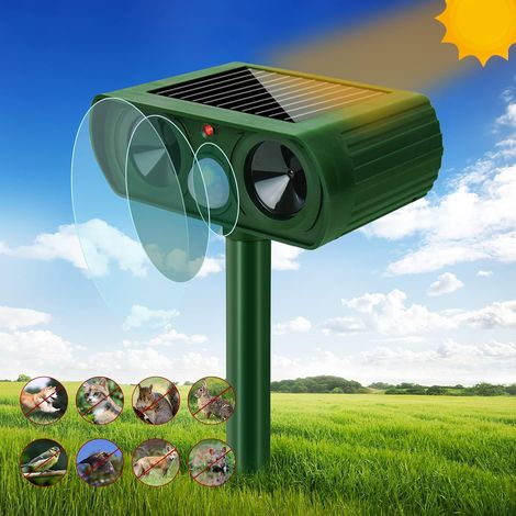 Ultrasonic Cat Repellent, Solar Powered Outdoor Waterproof Pet Repellent with LED Light, Ultrasonic Repellent for Cats, Dogs, Birds, Mice, Foxes, and Pests in Gardens, Farms, and Fields (1/5)