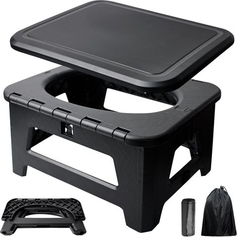 Toillette Portable Camping, PP Pliant Toillette Pliable Adulte, Compact Seau Hygiénique Voiture, Noir WC Camping, für Randonnée Voiture Tente, 31.5x24.5x16.5cm (1/5)