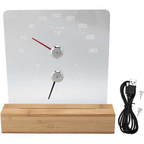 2-in-1 Sauna-Temperaturmessgerät/Hygrometer mit weißer LED-Beleuchtung zur Messung von Luftfeuchtigkeit und Temperatur