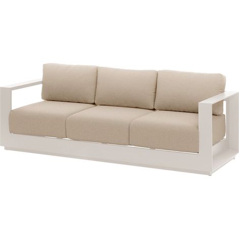 Canapé de jardin Allure avoine & beige zebrano 3 places en aluminium et polyester - Hespéride (1/3)