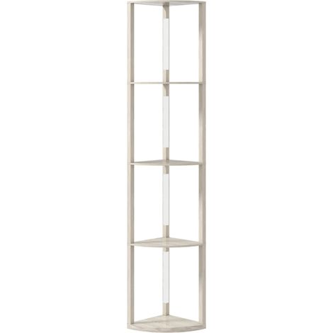 Lampadaire d'Angle LED avec 4 Étagères Intensité Réglable 3000K Blanc Chaud Aspect Chêne 41x29,5x163,5 cm (1/5)