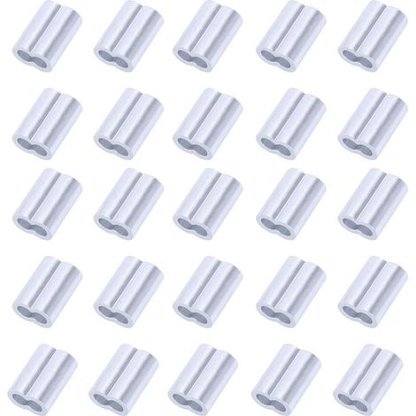 Virole À Sertir - Aluminium - Diamètre Intérieur 6 Mm - Pour Câble Acier Caoutchouc - Lot De 25 Pièces (1/5)