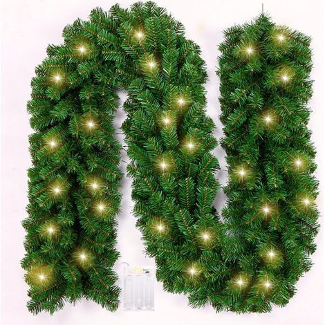 Guirlande de Noël Artificielle - 2.7m/9 FT avec 30 LED Lierre - Pour Escaliers, Cheminées, Portes - Intérieur ou Extérieur (Vert)