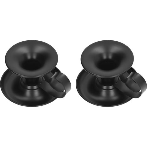 Deux chandeliers cylindriques, noir mat, style vintage, simples et élégants, avec une base robuste et des bougeoirs coniques, adaptés aux fêtes, cafés et bars. (1/5)