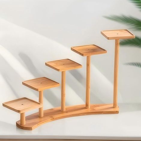 Estantería cuadrada de madera de 5 niveles para plantas, Soporte de mesa para macetas, suculentas y hierbas (1/5)