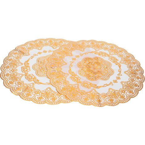2 Pièces Sous-verres Ronds 38 cm Dorés pour Mariage - Nappe PVC Festive