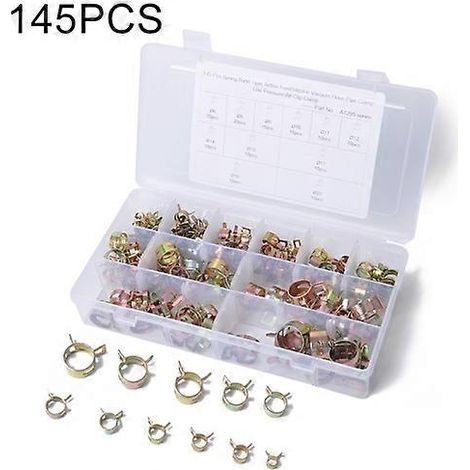145 clips de ressort pour conduite de carburant, tuyau d'eau, tube d'air, diamètre : 6-20 mm ( )