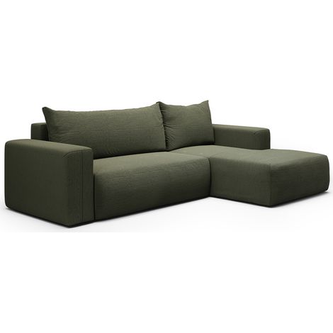 Canapé d'angle convertible droite 3 places coffre Bliss Vert Sapin
