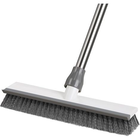 2 in 1 Floor Brush with Long Handle (128cm), Indoor & Outdoor, Floor Cleaning Brush with Bristles and Squeegee for Deck, Tiles, Kitchen, Bathroom, Patio, Garage, Tiles (1/5)