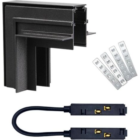 Connecteur Angle Rentrant Pour Rail Magnétique Encastré Noir + Connecteur Souple - SILAMP (1/2)