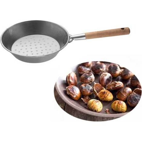 Padella arrostitore per castagne Ø26 cm in lamiera con manico in legno caldarrostiera conica (1/4)