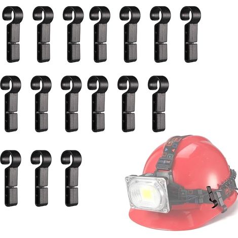 Lntyq Lot de 16 clips de phare pour casque de chantier, crochet de vélo, pour casques, clips de phare, adaptés à une variété de phares, casques