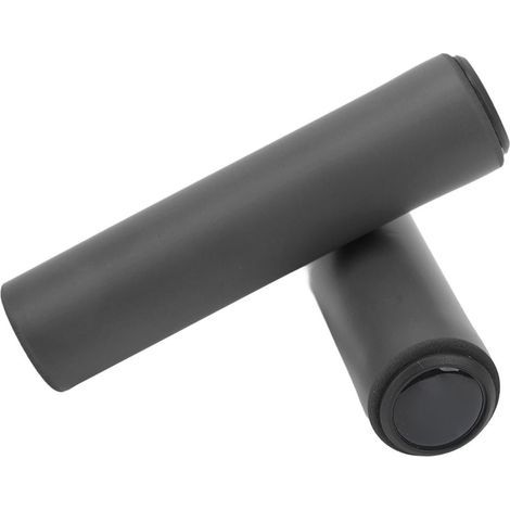 Set aus 2 weichen, rutschfesten Silikon-Mountainbike-Griffen zur Reduzierung von Handermüdung, mit PVC-Endkappen und Stoßdämpfung. Schwarze Lenkergriffe. (1/5)