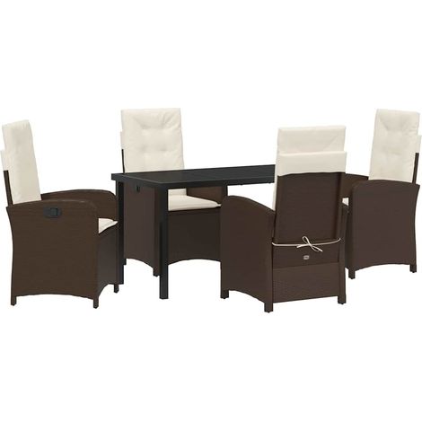 Maison Exclusive - Set da Pranzo per Giardino 5 pz Marrone polyrattan (1/5)