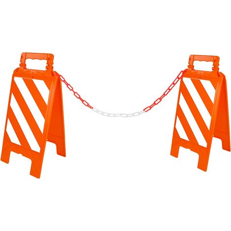 Kit Chevalet hachurés Orange Fluo/Blanc+ 5m de chaine Ø6mm - 4292199