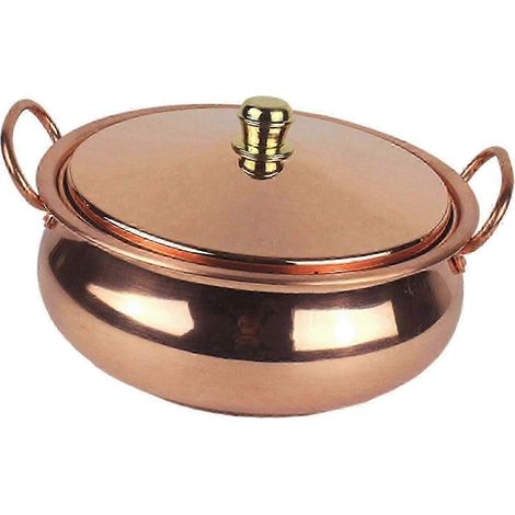 Casserole en cuivre pur avec couvercle, 18 cm, ustensile de cuisine durable, compatible avec les cuisines professionnelles - Yvan (1/5)