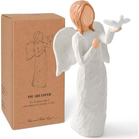 1 Figurine Ange Résine Peinte Main Colombe Mémorial Deuil Cadeau Commémoratif (1/5)