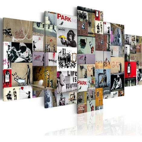 Tableau art du collage banksy IV - 200 x 100 cm (1/4)
