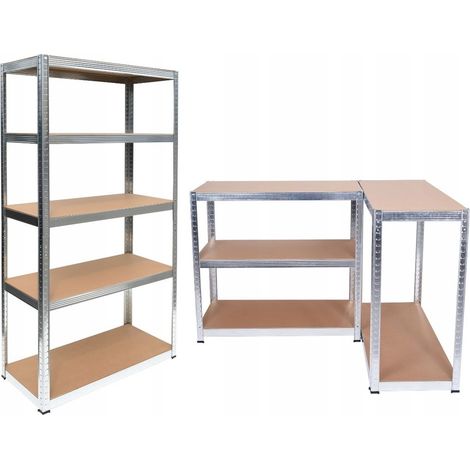 Estantería de almacenamiento de 5 baldas, 150 x 70 x 30 cm, acero galvanizado y MDF, montaje sin tornillos, 175 kg por balda. (1/5)