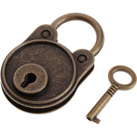 Mini-cadenas à clé, style antique, couleur bronze, 3x4,5 cm