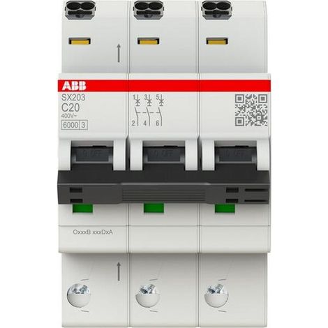 ABB SX203-C20 Automatischer Leistungsschalter 20 A 3-polig weiß kompakt