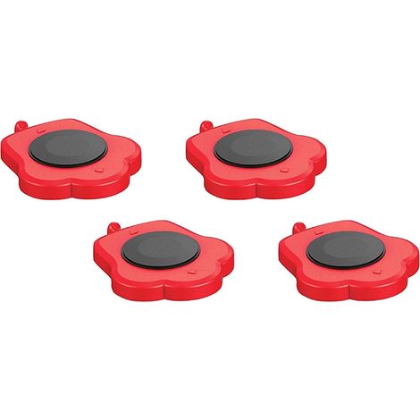 Roulettes robustes à 4 patins pour un déplacement facile et sûr, roulettes pour canapés, bancs et réfrigérateurs (4 roulettes - rouges)