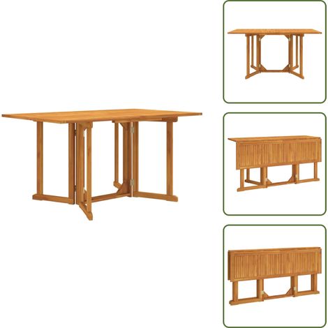 The Living Store Tavolo Giardino Pieghevole a Farfalla 150x90x75cm Massello Teak - Tavolo pieghevole