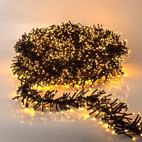 Ultra Cluster Lichterkette extra dicht mit Timer und 8 Funktionen - 4008 LED 10 M - Büschellichterkette warm weiß für Außen und Innen mit Netzstecker