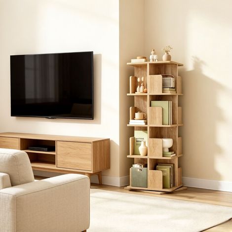 Étagère pivotante compacte pour plantes, livres, salle de bain et bureau – étagère de rangement multifonction avec support dédié aux plantes (1/4)