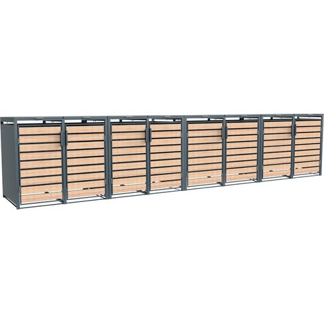 Westmann Metall Mülltonnenbox Lacina 8x240 L Anthrazit/Holzoptik 80x528x116 cm (1/5)