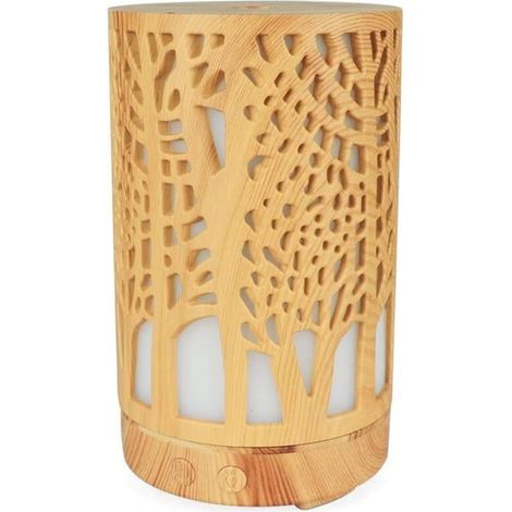 Diffuseur d'Arômes Ultrasonique, Grain de Bois Perforé, Machine d'aromathérapie pour Huiles Essentielles de Chambre à Coucher d'humidificateur à Ultrasons-Fei Yu (1/5)