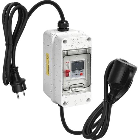 Compteur de courant numérique mobile 230V, Mesureur mobile avec connecteur CEE et interrupteur 16A, Étancheté IP65 Compteur de courant LED portable pour camping-mobiles et véhicules électriques (1/5)
