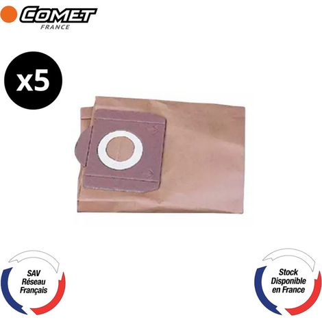 Lot de 5 sacs papier pour aspirateurs COMET CV30X / CV30XE � haute r�sistance, filtration fine � r�f. 10001-08277 / EAN 8054639401075 (1/2)