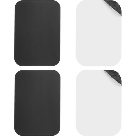 Plaques Métalliques de Remplacement Noires Autocollantes Mince avec Aimant au Dos pour Support Magnétique de Téléphone pour Coque de Téléphone, Supports, 2.56x1.77 (LxW), 4 Pièces (1/5)
