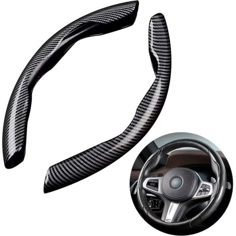 Couvre Volant, Housse Volant Voiture Pro en Fibre de Carbone Universelle, Protecteur de Volant de Voiture Segmenté Antidérapant en Fibre de Carbone, Taille Standard Universelle 14 1/2"-15" (1/5)