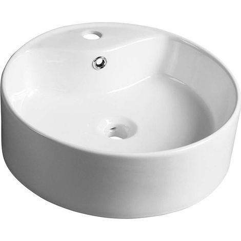 Sapho Yakarta - Lavabo da appoggio, con troppopieno, foro per rubinetto, bianco BH7021